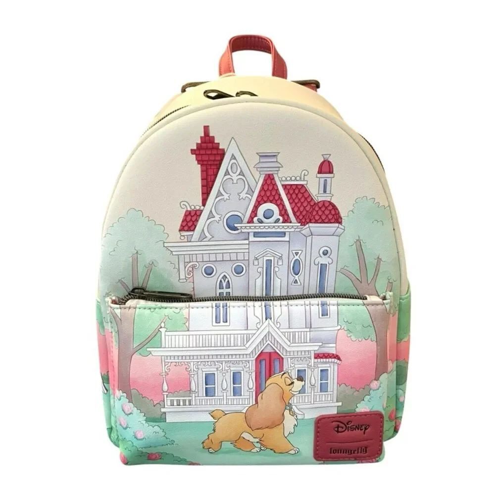 Lady Walking In Front of House Trees Outdoor Scene Loungefly Mini Backpack NWT